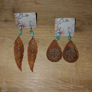 Leather stamped earrimgs